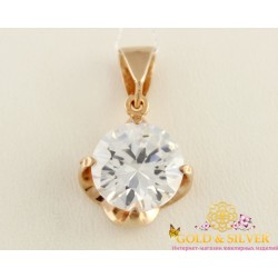 Серебряный подвес с одним камнем, позолота п310266